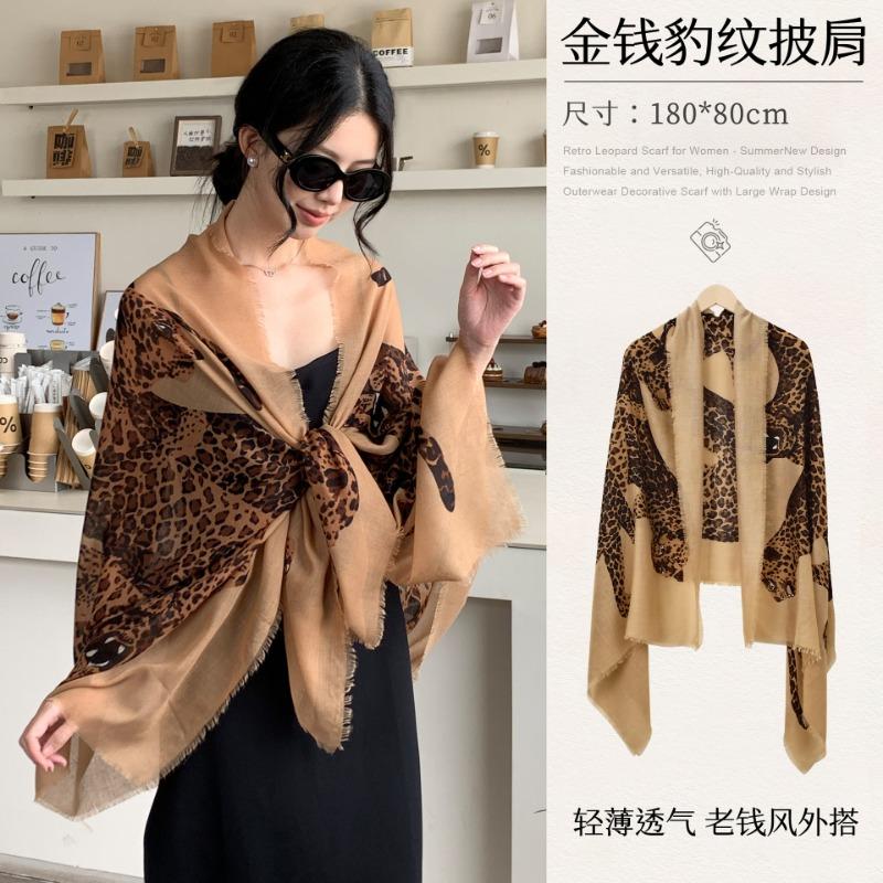 Vintage Leopard Print Scarf Women S Luxury Shawl For Spring Autumn
