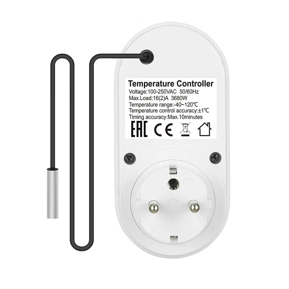 Ручка Регулятор Температуры Таймер Розетка EU Термостат с Датчиком Температуры Цифровой Термостат Переключатель Контроль Нагрева Охлаждения