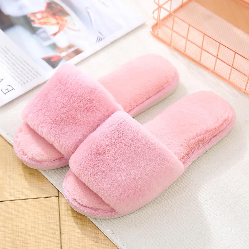 Зимние женские домашние домашние повседневные нечеткие тапочки, женские вьетнамки, пушистая обувь, женские мягкие плюшевые тапочки с перекрестными шлепанцами, 2024 г.