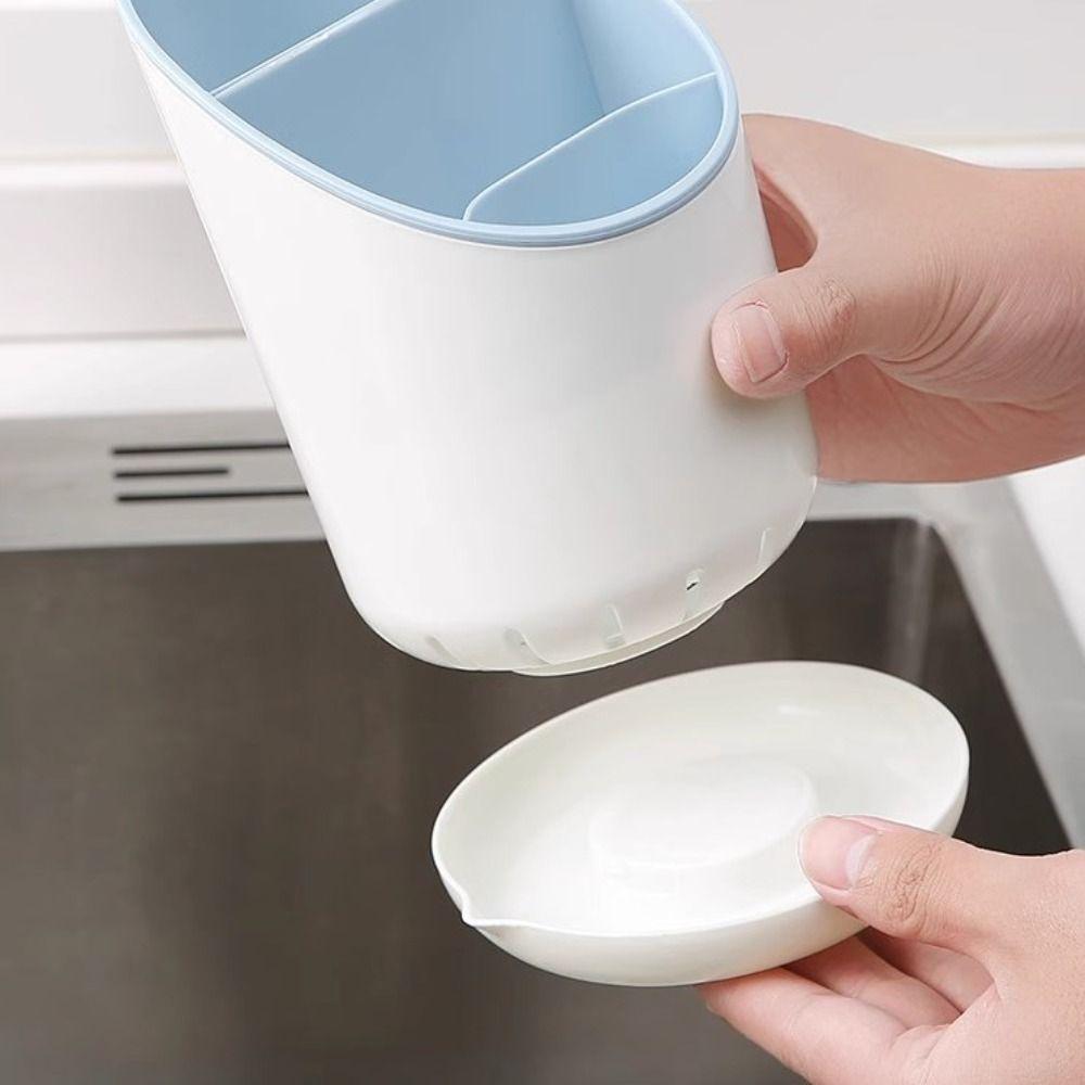 Компактная стойка для хранения столовых приборов, новое дренажное отверстие с подносом, держатель для палочек для еды, съемная большая емкость для слива бытовой воды