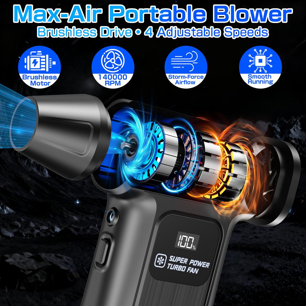 Turbo Jet Fan Cleaning Blower Tool Car Fan Electric Air Duster M9 Blowing Snow Car Accessories Violent Hair Dryer 150000RPM