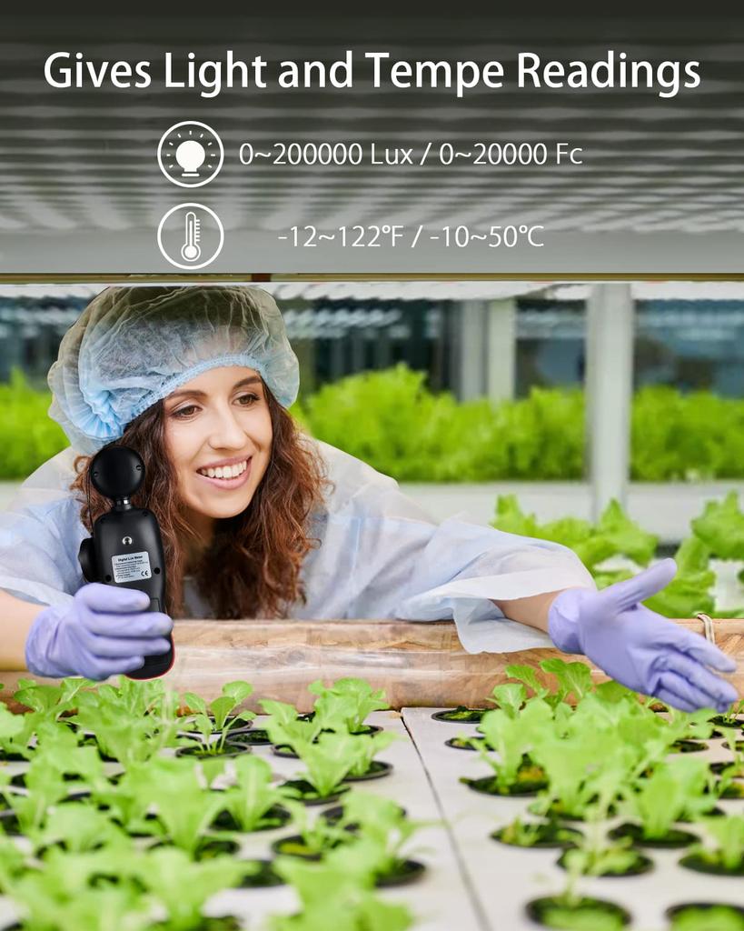 Wintact Digital Illuminance Lux Lux Ambient Temperature for and Home Use Meter, Meter, 200,000 Lumens, Meter, Outdoor, Environmental, Plant,