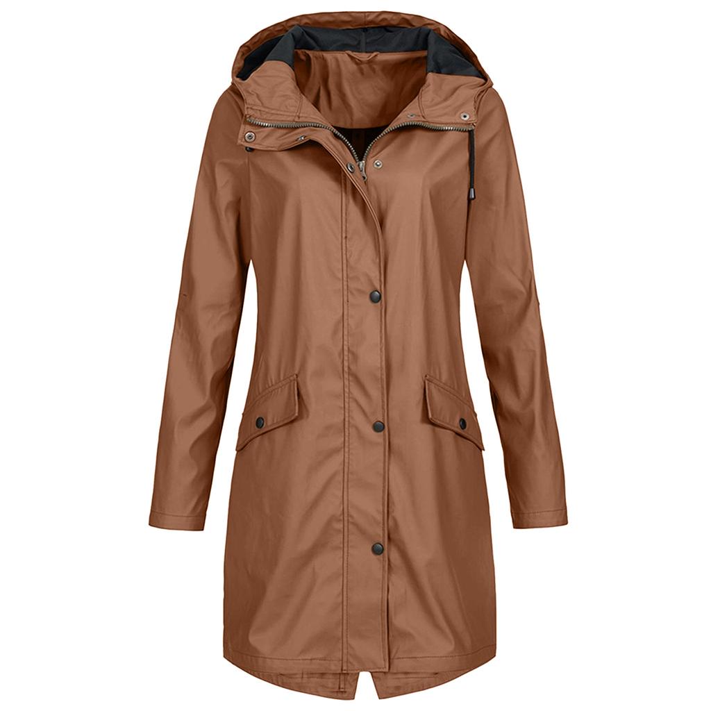 Womens Waterproof Raincoat Ladies Outdoor Wind Rain Forest Jacket Plus Size Coat