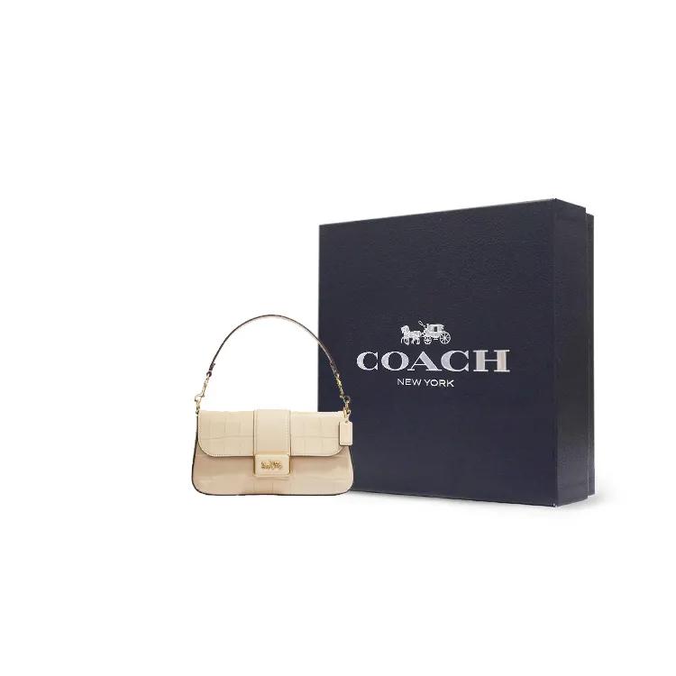 COACH Grace Crocodile Embossed Leather Handbag , Shoulder Bag , Crossbody Bag Mini Women's Ivory White (Unisex) Crossbody Bags CF374 IMIVO