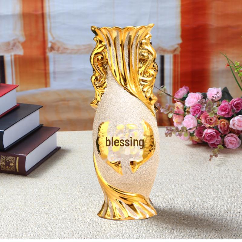 Европейская керамическая ваза с орнаментом, золотой свадебный подарок, украшение гостиной, мягкая мебель для дома
