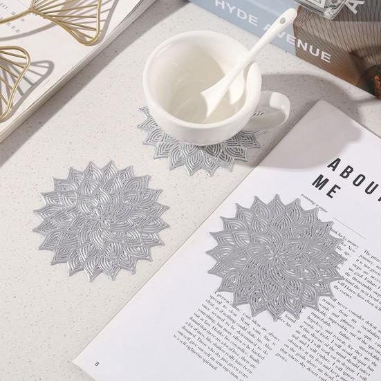 Coaster Easy To Clean Dining Table Protector Pad Heat Resistant Flower Shape Cup Mat for Home Kitchen AVE