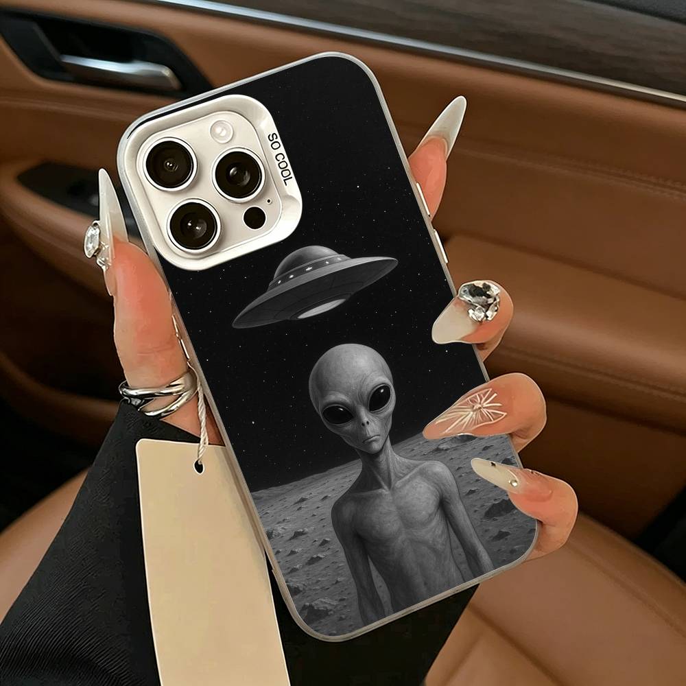 Уникальный Космический НЛО A-Инопланетянин-ES Чехол для Телефона для iPhone 11 12 13 14 15 16 Pro Max Plus белый серебристый Чехол для Телефона