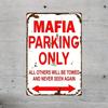 Винтажная металлическая жестяная табличка Парковка Мафии Мужская берлога Бар Декор стены 8x12