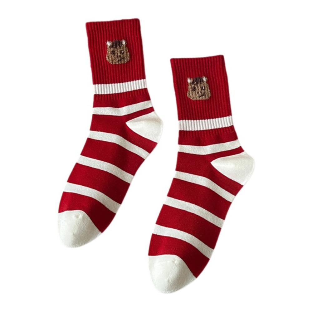 Cotton Cartoon Red Socks Soft Zodiac Year Socks Cute Year of The Horse Socks  Gift