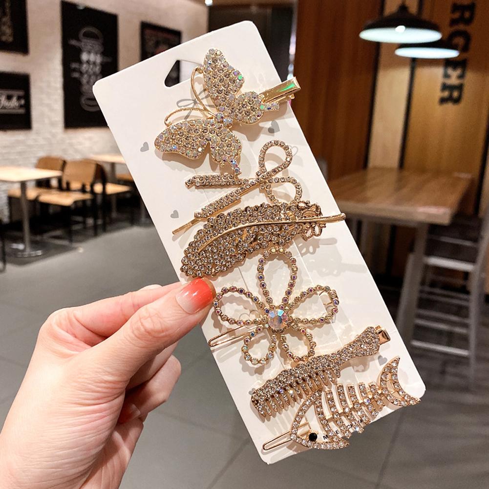 Fashion 5/6pcs Set Pearl Hair Clip For Women Hairpin Geometric Crystal Hair Barrettes Girl Hair Accessories Hairgrip