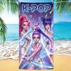 Пляжное полотенце в стиле K-pop айдолов, с плоской печатью, с графикой аниме-девушек-воинов, банное полотенце в подарок фанату, для летнего концерта, для декора на улице