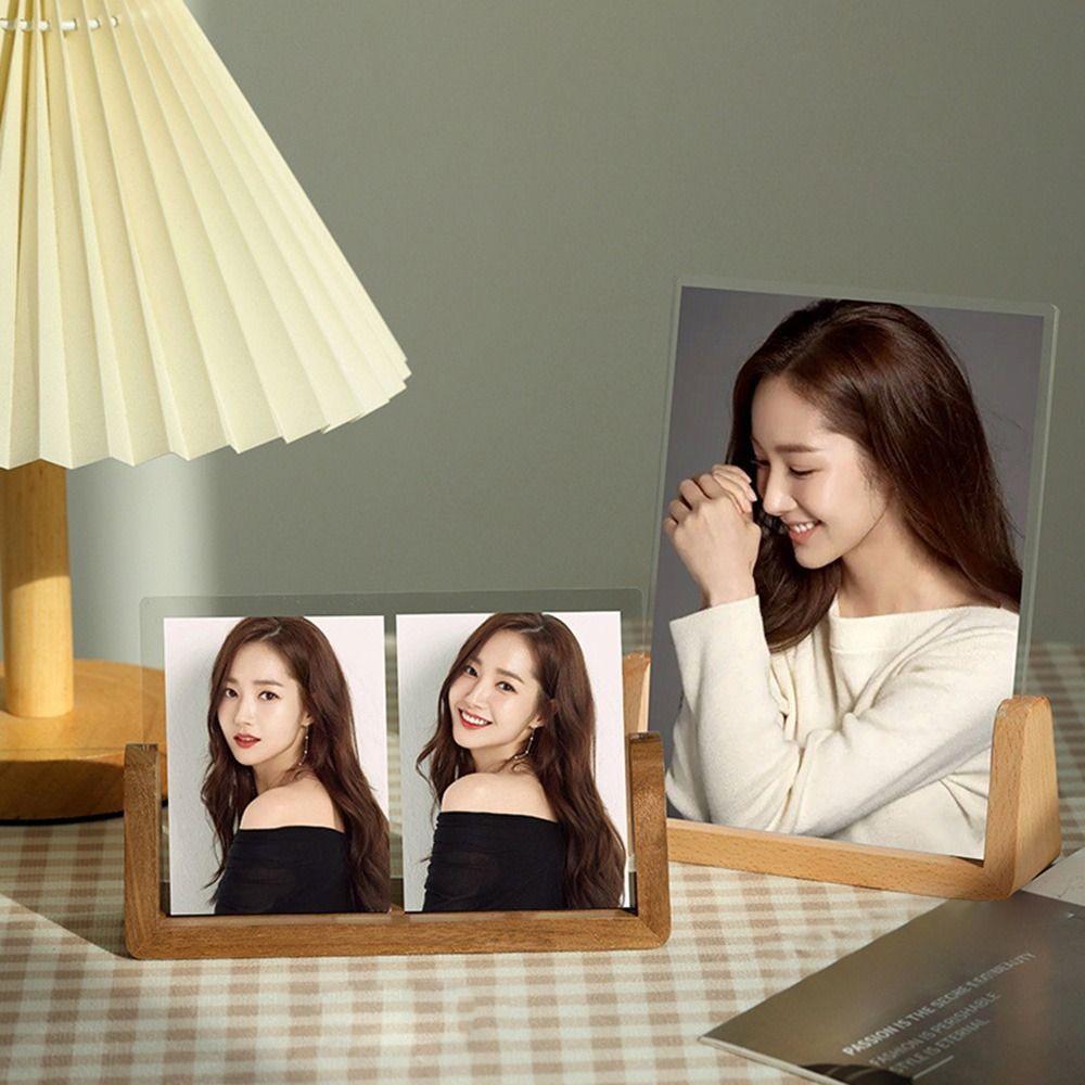 Деревянная фоторамка U-образной формы, акриловый держатель для фотографий, современное украшение для дома, защита фотографий
