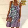 Women Flower Patterned Sequin Diamond Lattice Printed Mini Dress Sleeveless Party Dress Summer Beach Dress Sundress