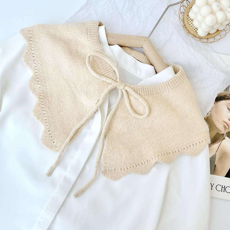 Теплая шаль с искусственным воротником, женские оборки, съемные воротники для женщин, вязанные лацканы Лолиты, полурубашка, шаль, украшение