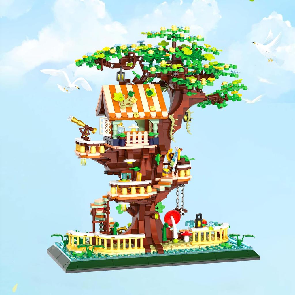 LULUFUN Игрушка-конструктор «Домик на дереве» Дерево 3D Мини для Нового Подарка - Дом, Пазл, Кубики, Сборка, Мужчины, Женщины, Взрослые, Праздник, Год, День Рождения,