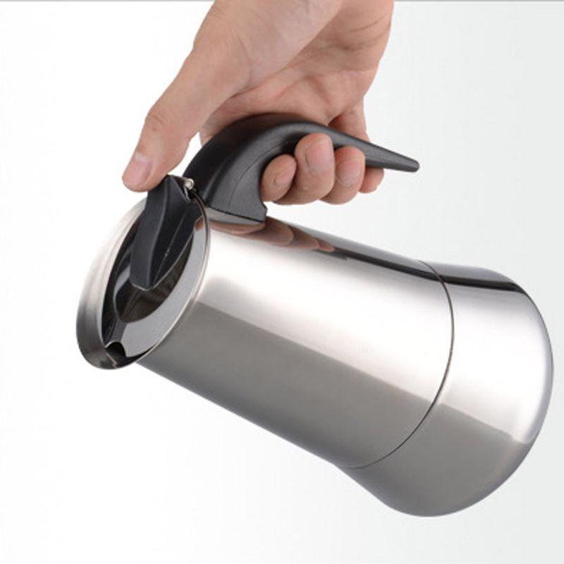 Кофеварка на 4 чашки из нержавеющей стали для приготовления мокко, эспрессо, латте, кофеварка с фильтром для плиты, кофейник для кухни