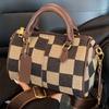 2025 New Checkerboard Portable Pillow Bag Retro Niche Design Shoulder Messenger Bag Fashionable Foreign Commuter Bag