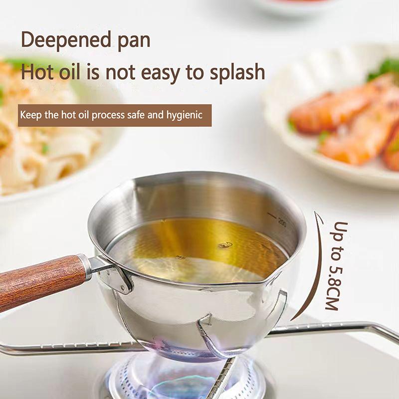 300Ml 304 Stainless Steel Oil Splashing Pot Kitchen Oil Pouring Mini Oil Pot With Dual Pour Spout Small Butter Warmer Pot