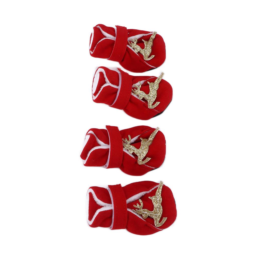 4pcs Dog Warm Shoes Cute Comfortable Warm Christmas Dog Winter Boots for Small Medium Dogs