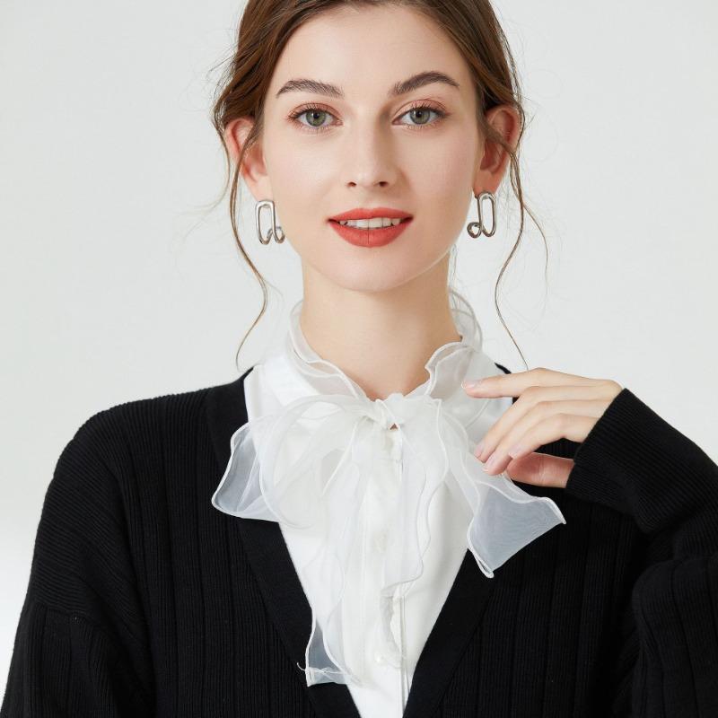 Fake Collar Women's Autumn and Winter Versatile Chiffon Decoration Stand False Collar For Sweater Bowknots Detachable Collar
