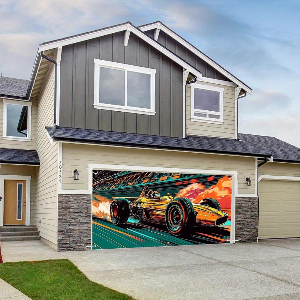 One 2D flat-printed car-themed large garage door fabric - with a simple and elegant designXY