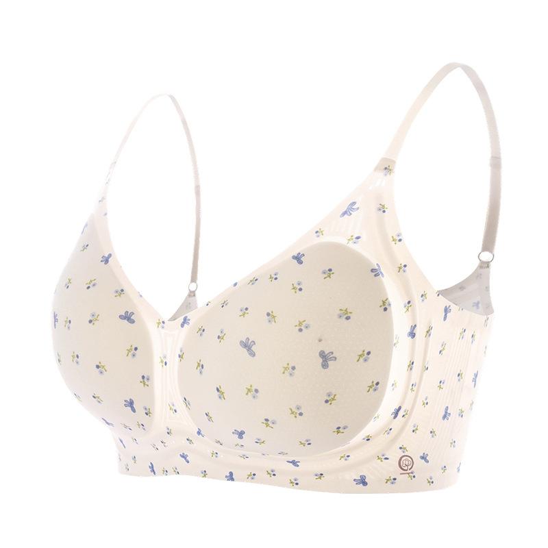 Camellia soufflé underwear women's foundation, seamless and breathable, beautiful back, small breasts gather, lift and cool, thin bra