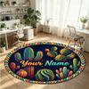 Other Art (126) Theme Round Crystal Velvet Rug Custom Name Text Personalized Floor Mat Home Decor Non Slip Crystal Carpet