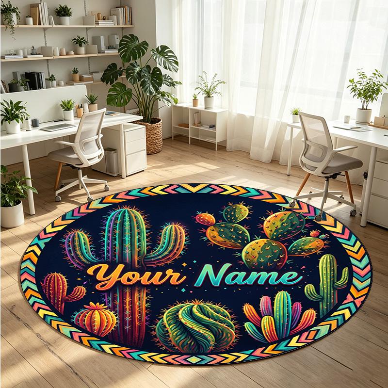 Other Art (126) Theme Round Crystal Velvet Rug Custom Name Text Personalized Floor Mat Home Decor Non Slip Crystal Carpet