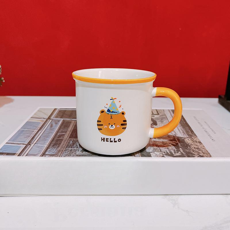 Birthday Gift Cartoon Cute Tiger Birthday Hat Souvenir 100-day Banquet Gift Ceramic Cup Children's Cup