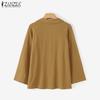 ZANZEA Женская повседневная хлопковая блузка свободного кроя с отложным воротником и рукавом 3/4