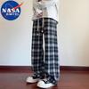 NASA MARVEL Men's Plaid Straight-Leg Drawstring Casual Pants