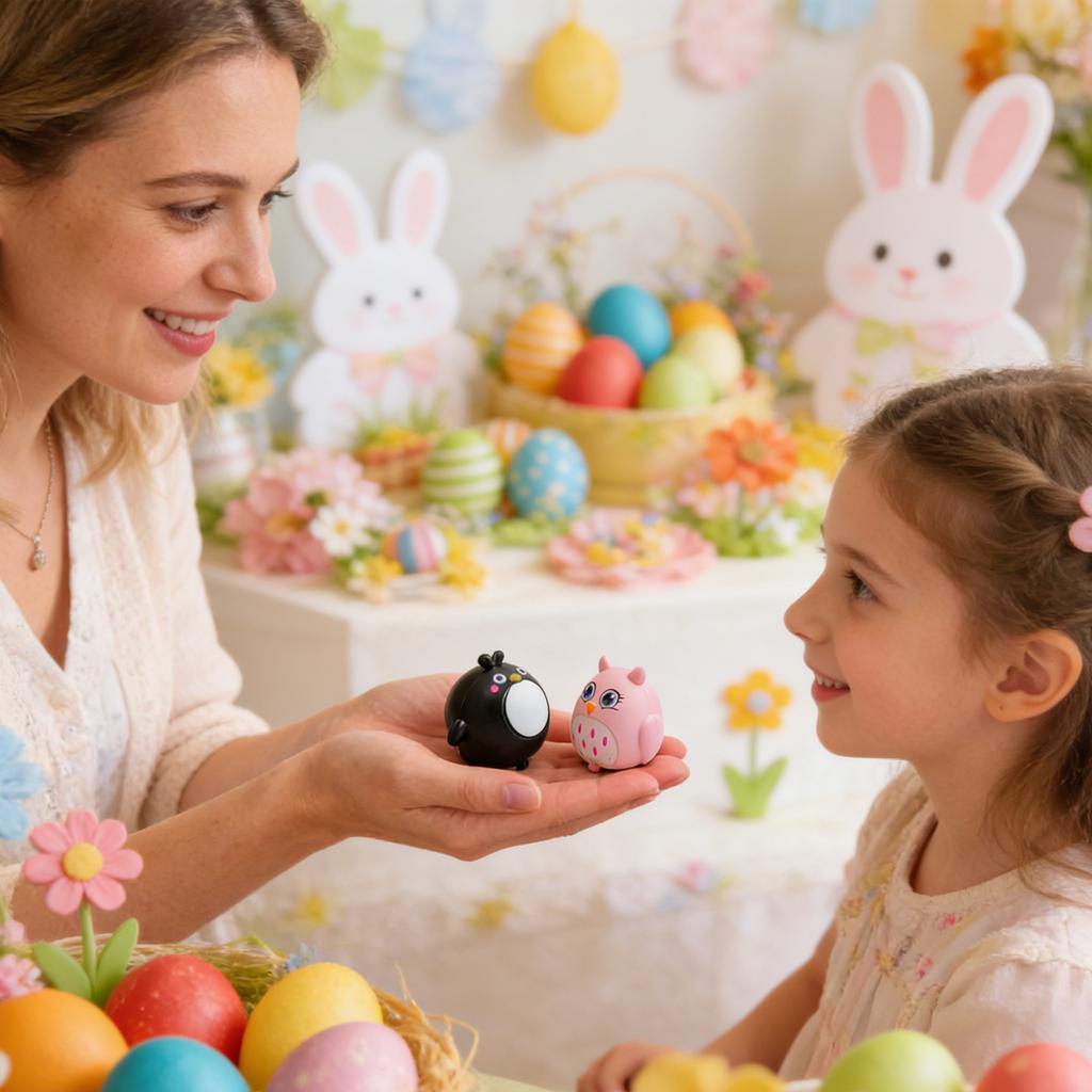 12pcs Easter Egg Squeezable Bunny, Stress-Relieving Beaded Surprise Open-End Egg Stuffed Toy