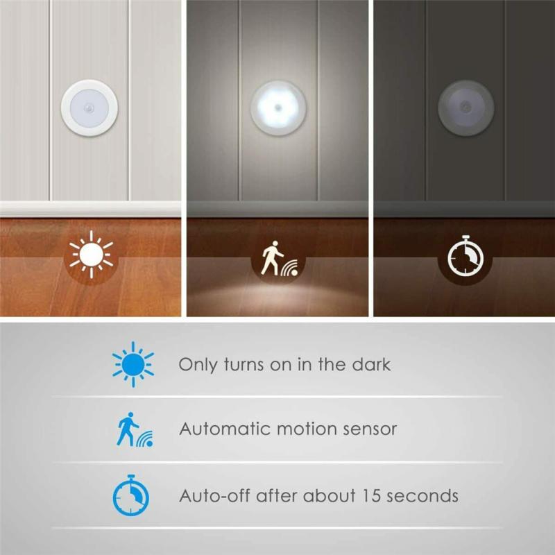 6led круглый светильник для шкафа инфракрасный датчик ночник украшение дома лампа для прикроватного коридора