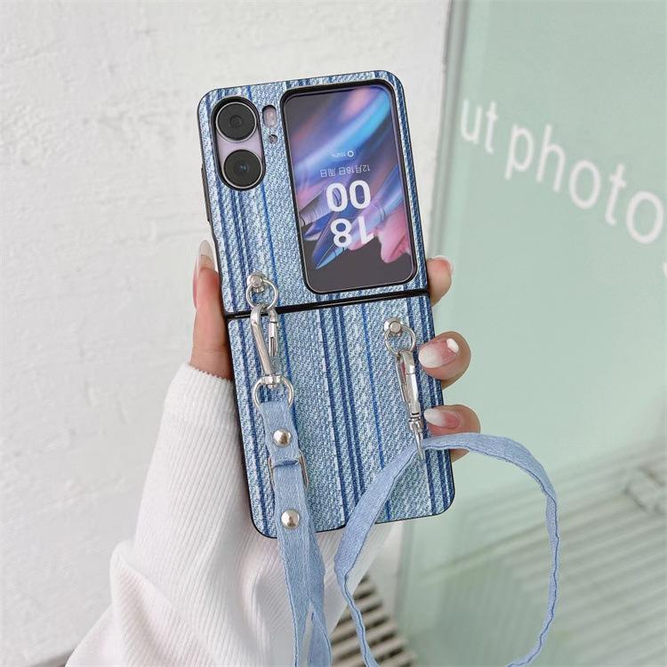 Применимо для OPPO Find N2 Find диагональный ремешок джинсовый чехол для мобильного телефона ремешок для ношения на шее противоударный складной защитный чехол