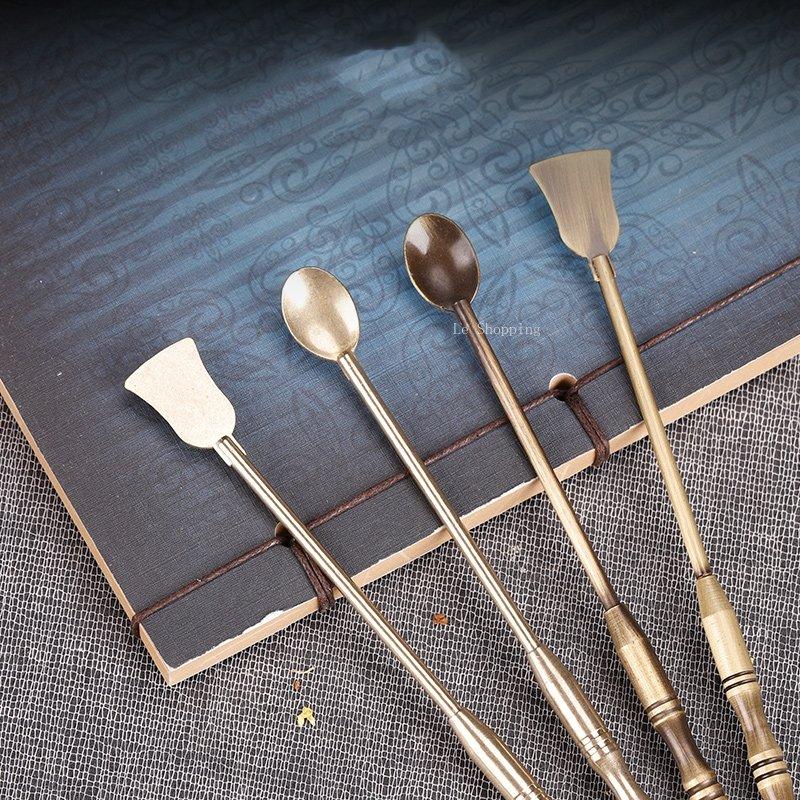 Antique Two - Piece Set of Incense Spoon Incense Shovel Brass Incense Tools DIY Household Indoor Seal Extension Incense Tools