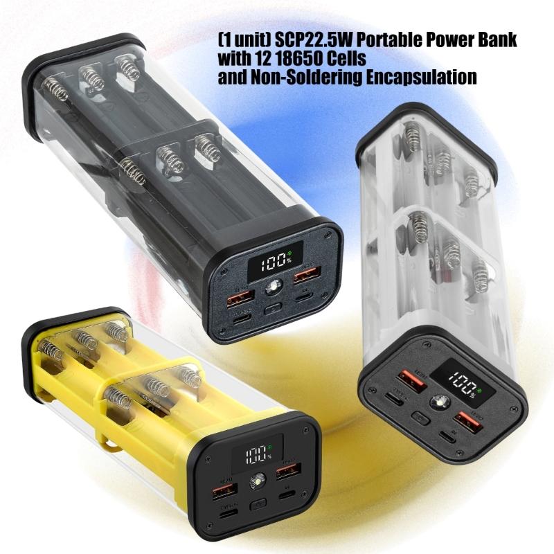 Безпаечный набор Powerbank для 12 аккумуляторов 18650. Легкая сборка с пластиковым корпусом и механизмом защиты.