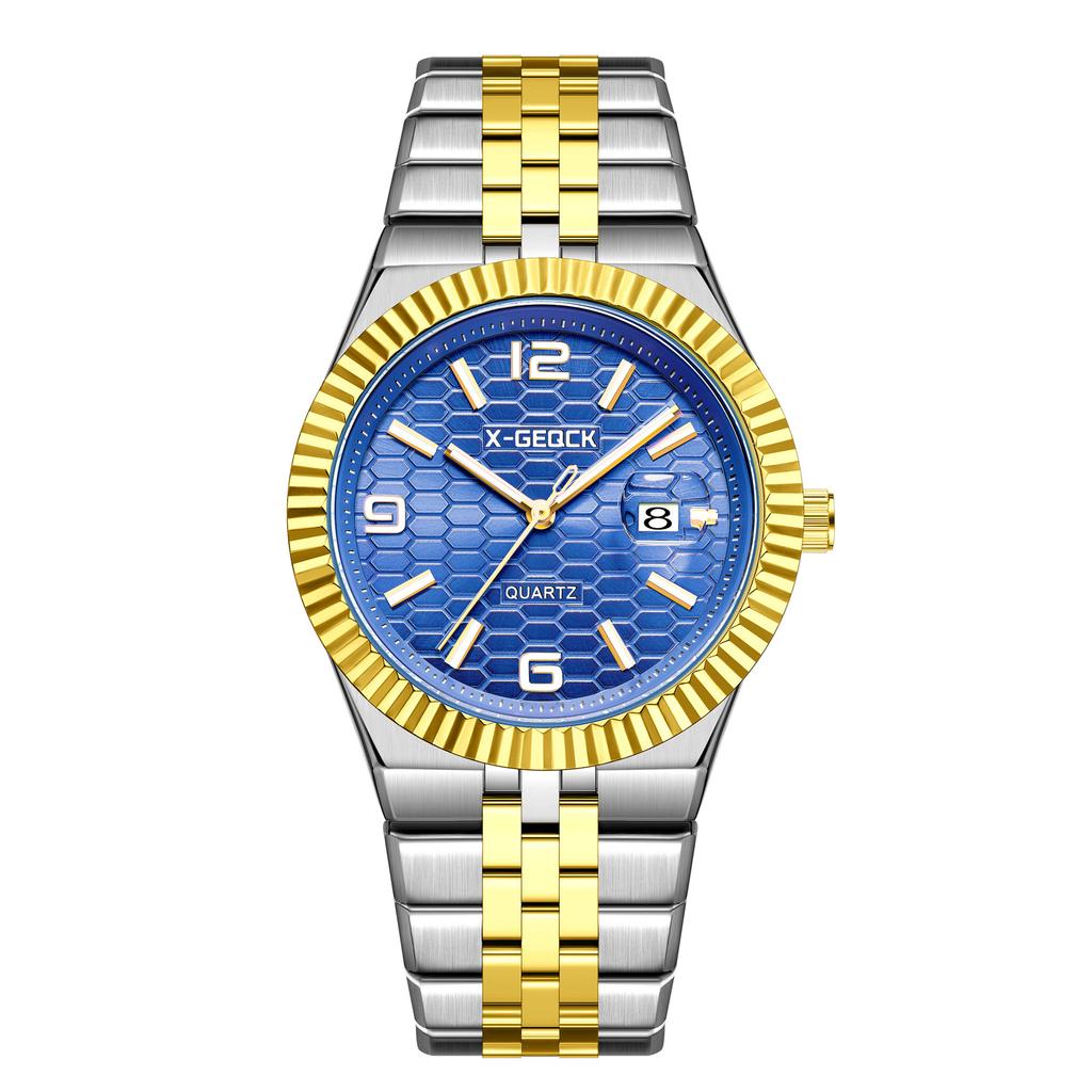 High Quality Luxury Stainless Steel Strap Quartz Watch Calendar Multi Color Waterproof Night Light Men's Watch