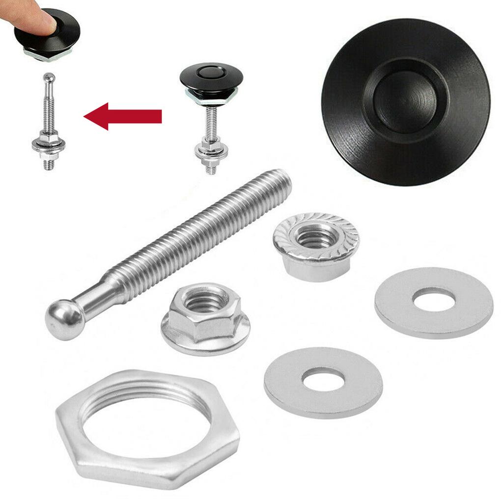 4pcs Push Button Billet Universal Aluminum Quick Release Racing Car Front Bumper Hood Pin Engine Bonnet Lock Latch Clip Body Kit