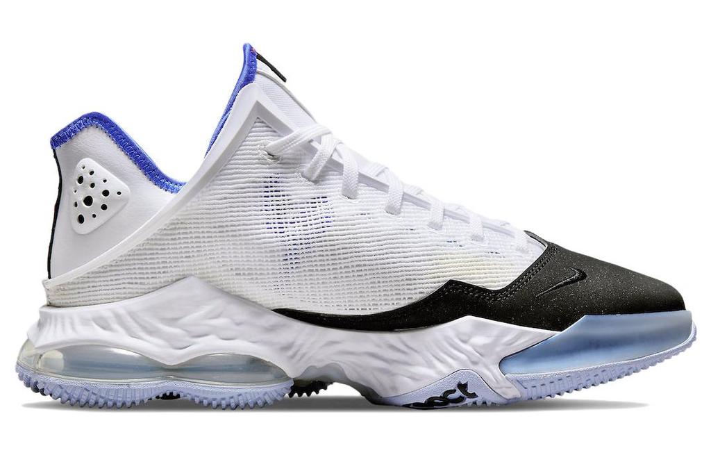Nike LeBron 19 Low White Medium Blue Siren Red Black DH1270-100