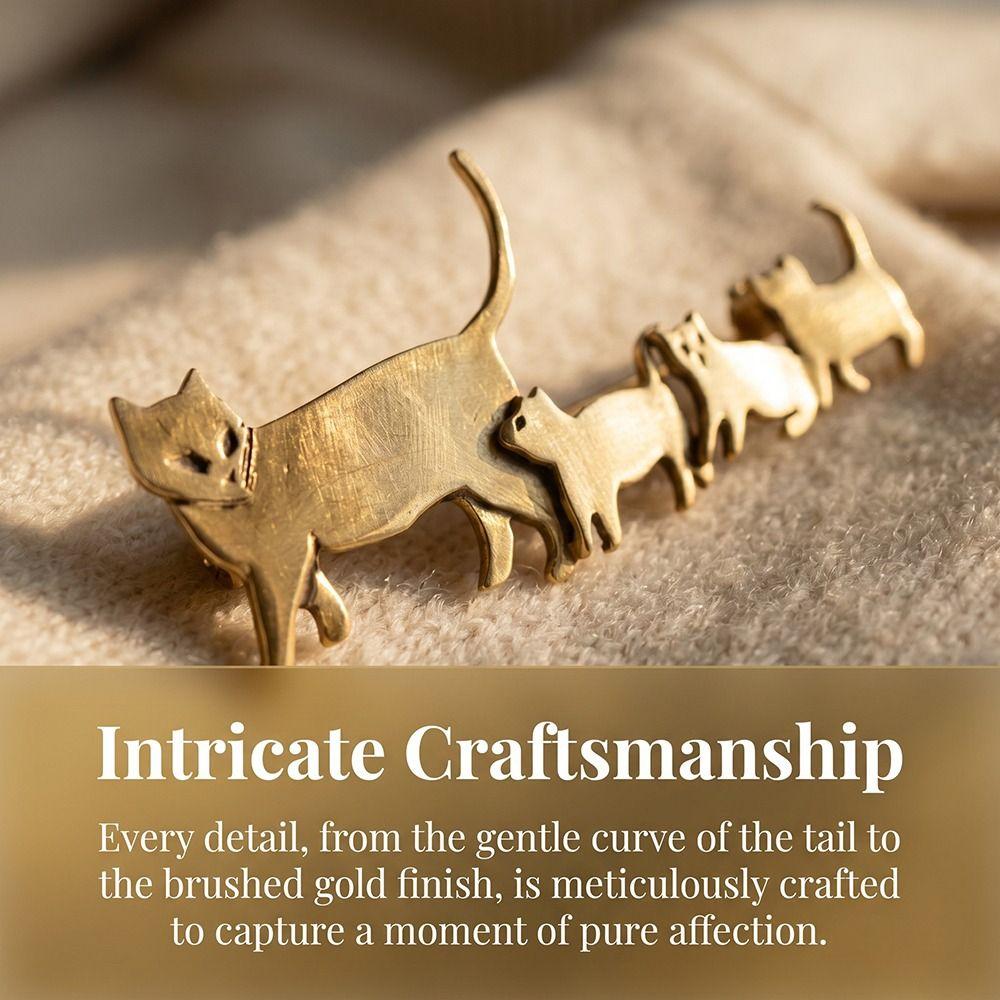 Fashion Cute Cat Family Brooch Minimalist Backpack Brooch Vintage Animal Pin Scarves