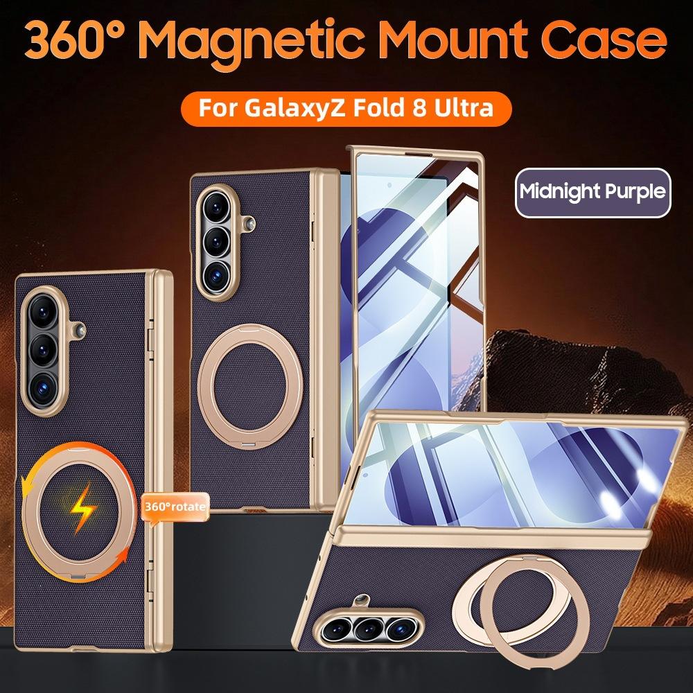 Применимо к чехлу для мобильного телефона Samsung ZFold8Ultra 360 вращающийся магнитный держатель с присоской гальванический простой кожаный чехол пленка интегрирована