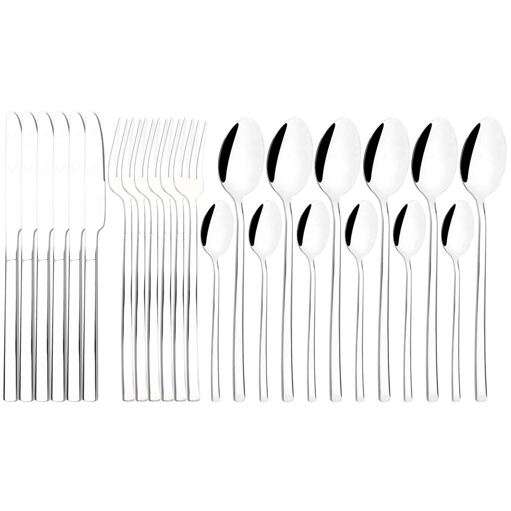 Western 24Pcs Black Gold Dinnerware Set Luxury Knives Fork Tea Spoon Cutlery Set Stainless Steel Flatware Tableware Kitchen Silverware