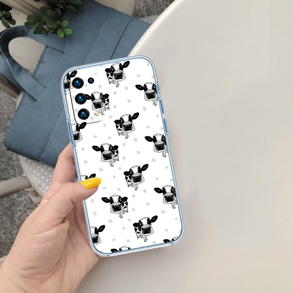 FM14 Cartoon Cow Soft Shell Transparent Phone Case for Motorola Moto G7 G8 G9 G84 G85 G73 G24 G15 Z2 Play Power Plus