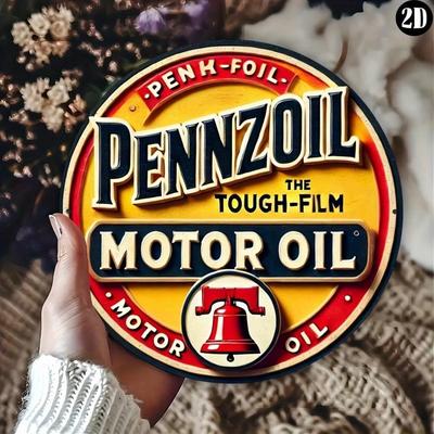 Винтажная металлическая вывеска Моторное масло Pennzoil Декор для гаража Устойчивая к ржавчине 8x8 дюймов