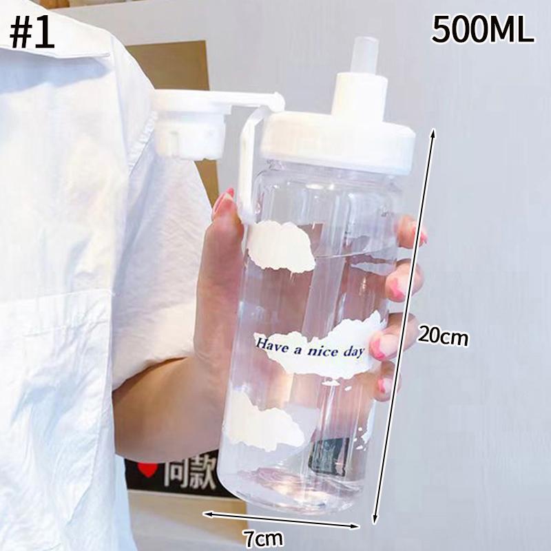 500ml Cherry Water Bottle Korean Style Drinking Bottles Plastic Water Cup Outdoor Leakproof Sports Drinkware Gym Yoga Cups