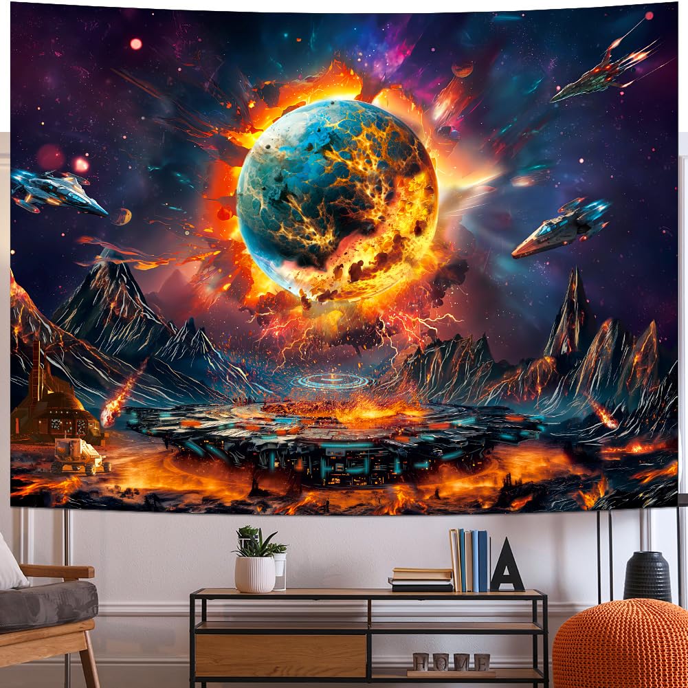 VIKAMA Space Planet & Desert Cactus Tapestry Wall Hanging for Living Room Bedroom Tea Room Wall Art Nature Boho Home Decor