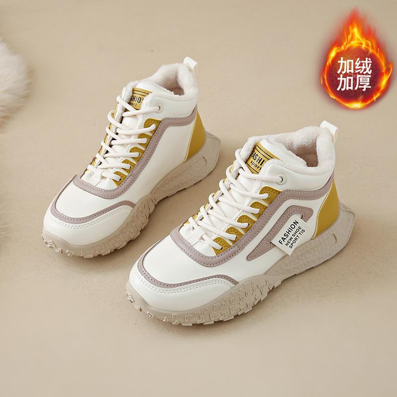 Модные кроссовки CRLAYDK на массивной подошве для женщин, утепленные мехом, теплые полусапожки, из ПУ кожи, на платформе, зима 2024, спортивные, повседневные, для ходьбы, теннисные