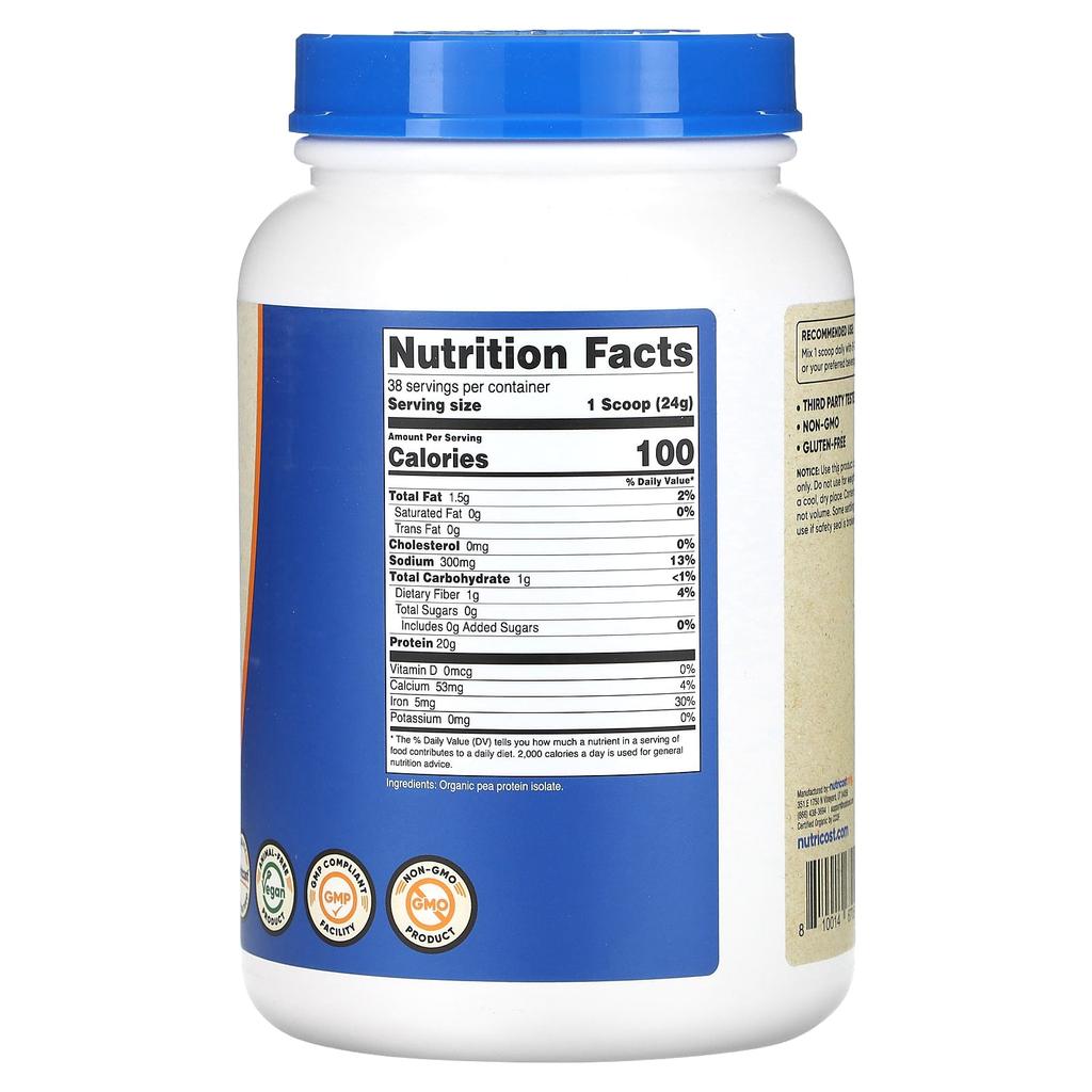 Organic Pea Protein, Unflavored, 907G (2Lb)