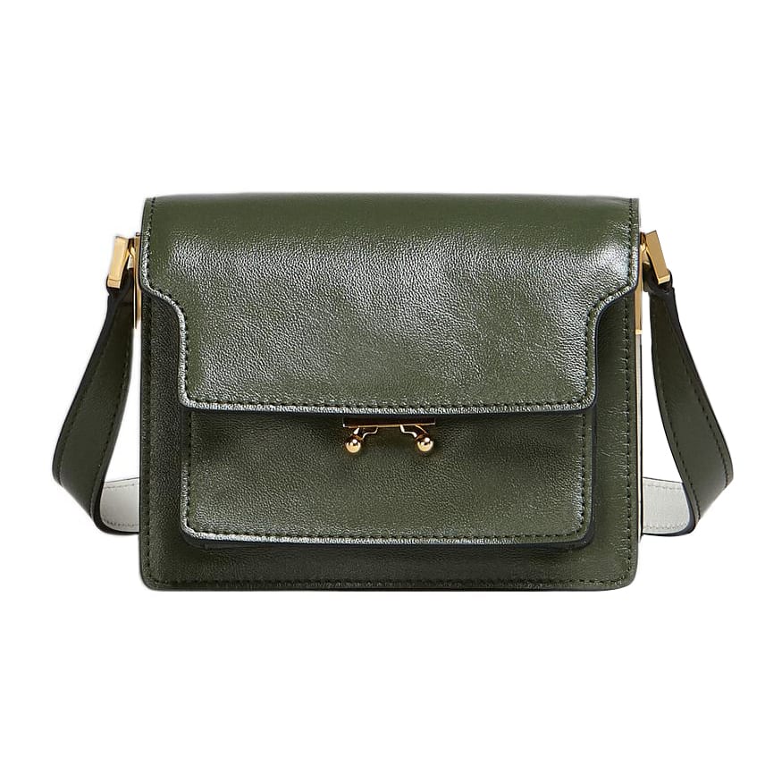 MARNI Trunk Calfskin Crossbody Bag, Shoulder Bag Regular Women's Green/White SBMP0075U3P2644Z598N