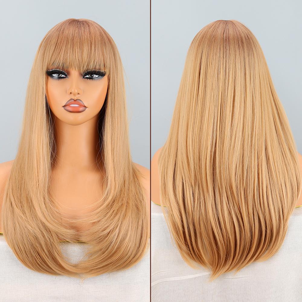 LISI HAIR Женский длинный многослойный натуральный прямой парик с челкой из синтетического волокна, натуральная повседневная одежда, длинный волнистый парик для косплея